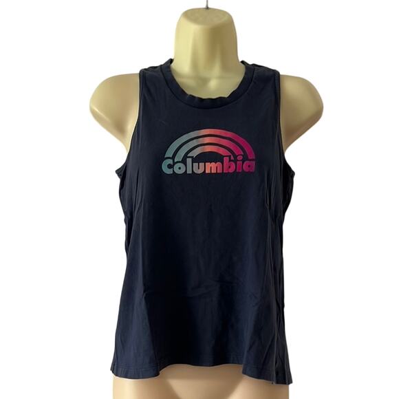 Columbia Blue Tank Top Crew Neck Rainbow Women’s Size Small - Picture 1 of 8